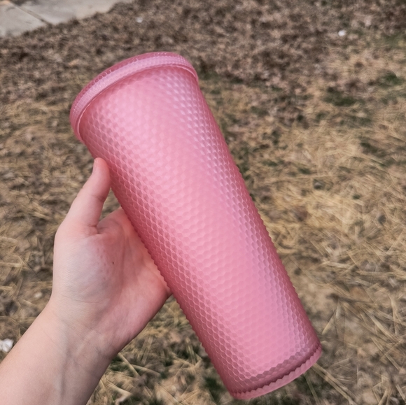 Starbucks 2021 Valentines Soft Touch Pink Studded Venti Tumbler with No Straw - Picture 5 of 12